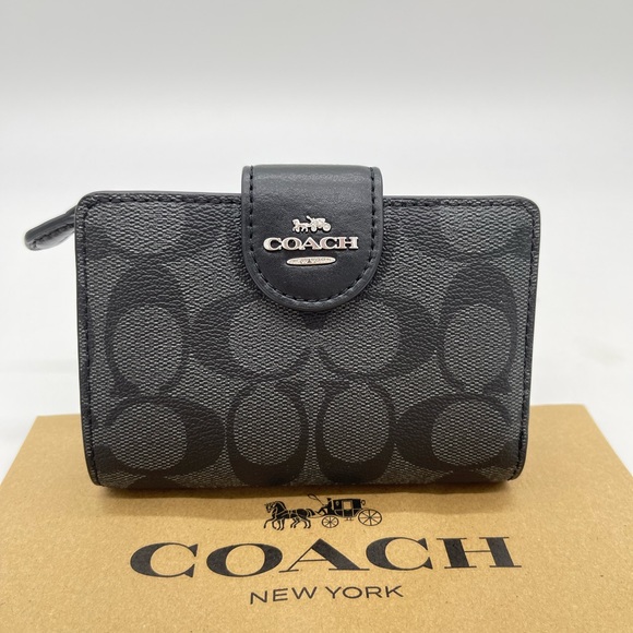 Coach Handbags - Coach Signature Medium Corner Zip Wallet